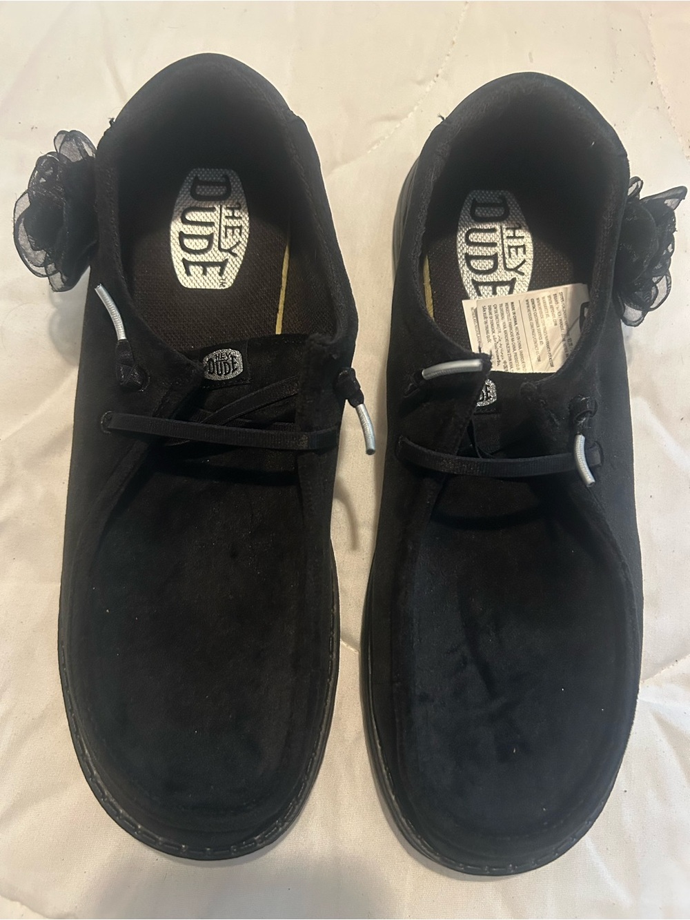 Hey Dude Women Black Suede Chukka Boots with Lace Detail